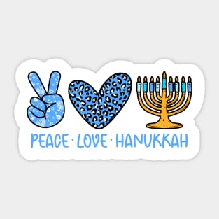 Peace Love Hanukkah Leopard Hanukkah Menorah Jewish Sticker